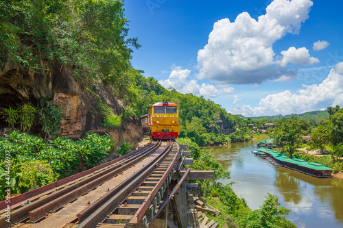 Death Railway with train Famous place in Kanchanaburi Thailand