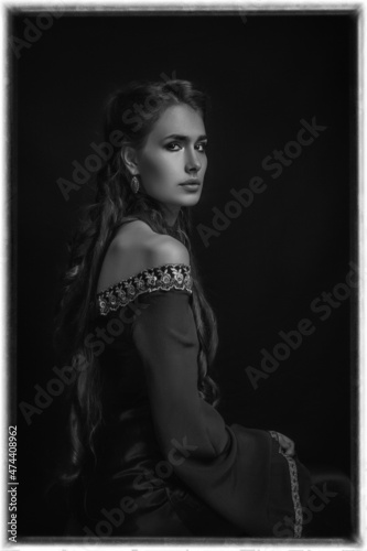 girl on a black background 