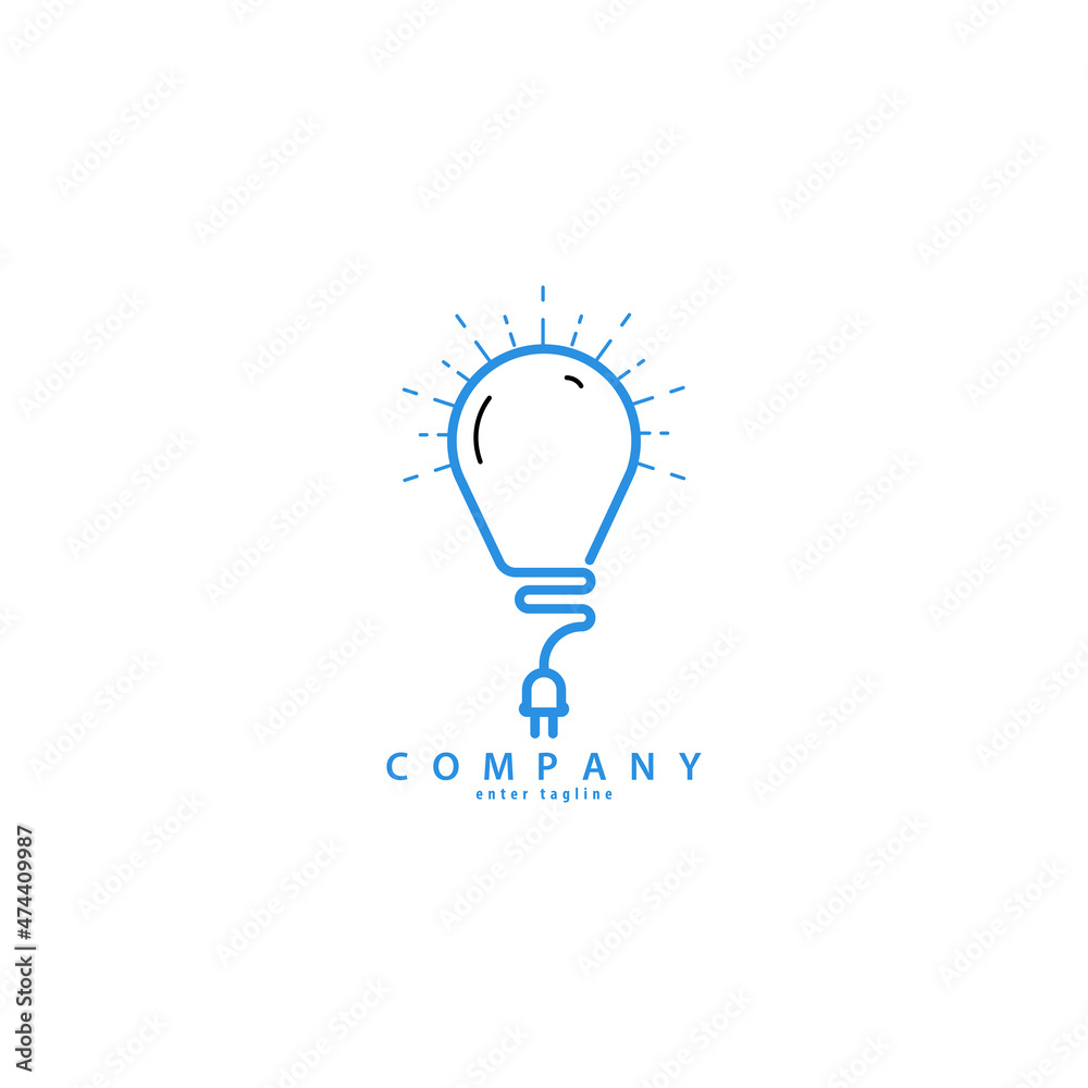 Logo Design Elements Icons Bright ideas with cable connection and Electric Infinity, editable Logo Design Elements Icons Bright ideas with cable connection and Electric Infinity, editable