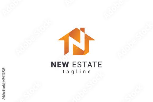 Free Download Letter N creative orange colour modern real estate logo - GFXLoad