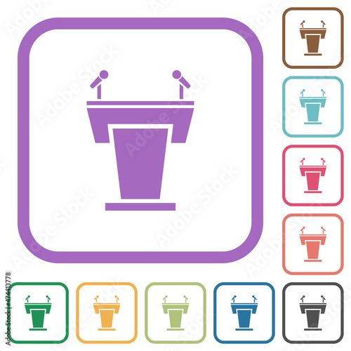 Conference podium with microphones simple icons