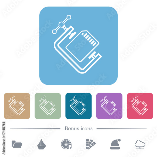 SD memory card compress outline flat icons on color rounded square backgrounds
