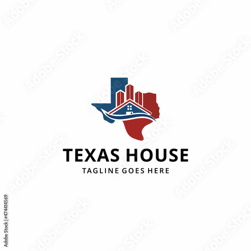 Texas house building graphic design illustration concept for real estate company logo