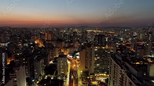Wallpaper Mural Sunset cityscape of Sao Paulo Brazil. Downtown historic center. Metropolis landscape of landmark city. Buildings and avenues at historic center of city. Torontodigital.ca