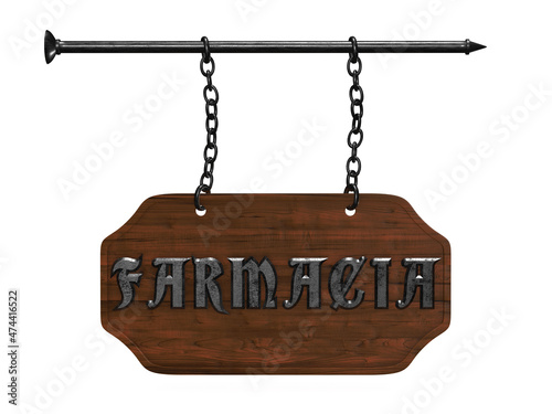 Old pharmacy signboard 3d rendering