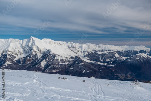 Fototapeta Naklejka Na Ścianę i Meble -  Ski mountaineering on mount Matajur, Friuli-Venezia Giulia, Italy