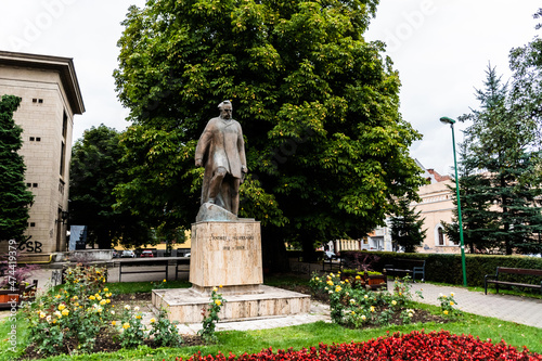 The statue of Andrei Muresanu located near the Sica Alexandrescu Dramatic Theater.  Brasov, Romania. photo