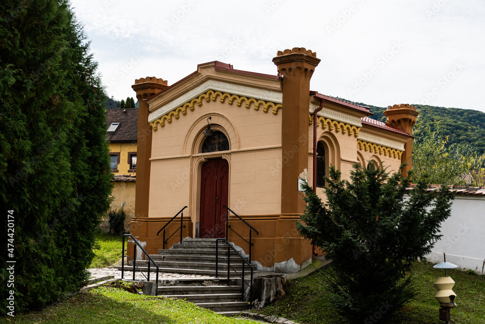 Court of the St Nicholas church, First Romanian School, Brasov, Romania. Brasov, Romania.