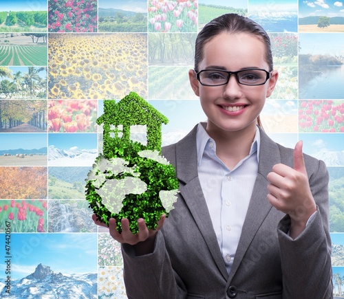 Businesswoman in recyling sustainable business concept photo