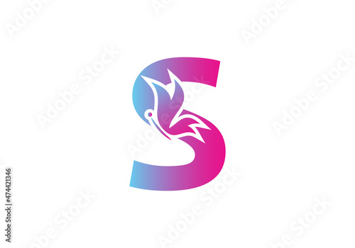 this is a creative letter S add butterfly icon design