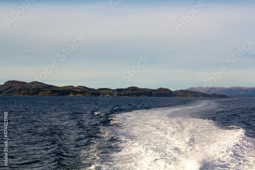 Trail on water of fast moving boat