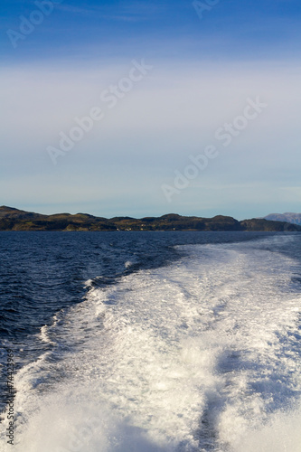 Trail on water of fast moving boat