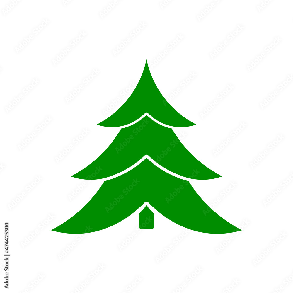 Green christmas tree icon. Vector. Flat design. Green christmas tree icon. Vector. Flat design.