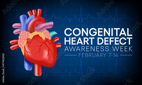 Congenital Heart defect (CHD) awareness week is observed every year from February 7 to 14th, is a problem within the structure of the heart that is present at birth. Vector illustration