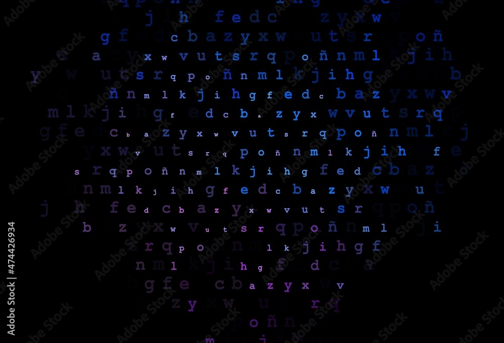 Dark blue, red vector template with isolated letters. Dark blue, red vector template with isolated letters.