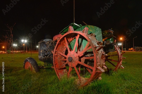 Antique tractors restored for decoration. photo