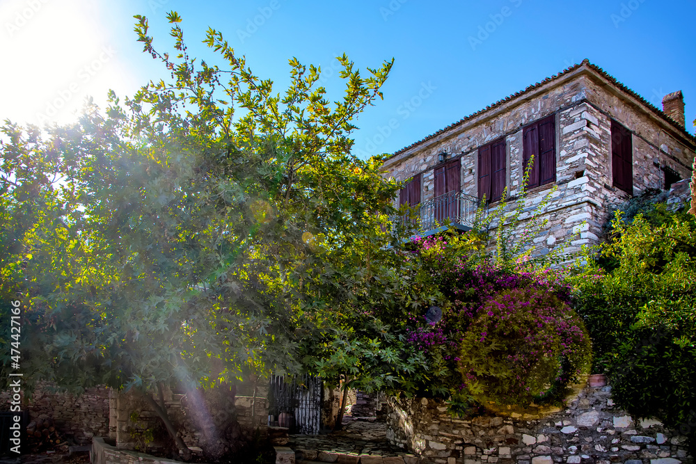 A stone house with a garden in Doganbey Village, with its natural beauties famous. Historical and nostalgic stone houses. Soke, Aydin, Turkey.