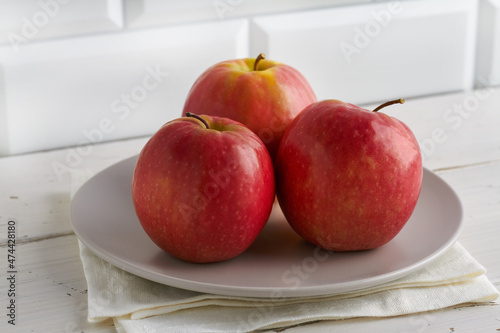 cripps pink apples on white background photo