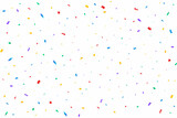 Colorful confetti falling illustration isolated on transparent background. Event and Anniversary celebration. Blue, red, yellow tinsel falling. Carnival elements. Simple Colorful confetti falling.