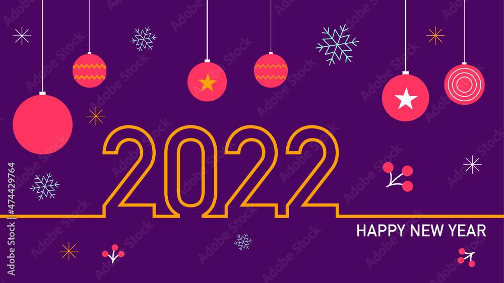 Happy New Year 2022 greeting card. Vector illustration concept for background, greeting card