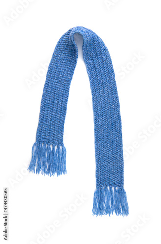 Blue warm scarf on a white background photo