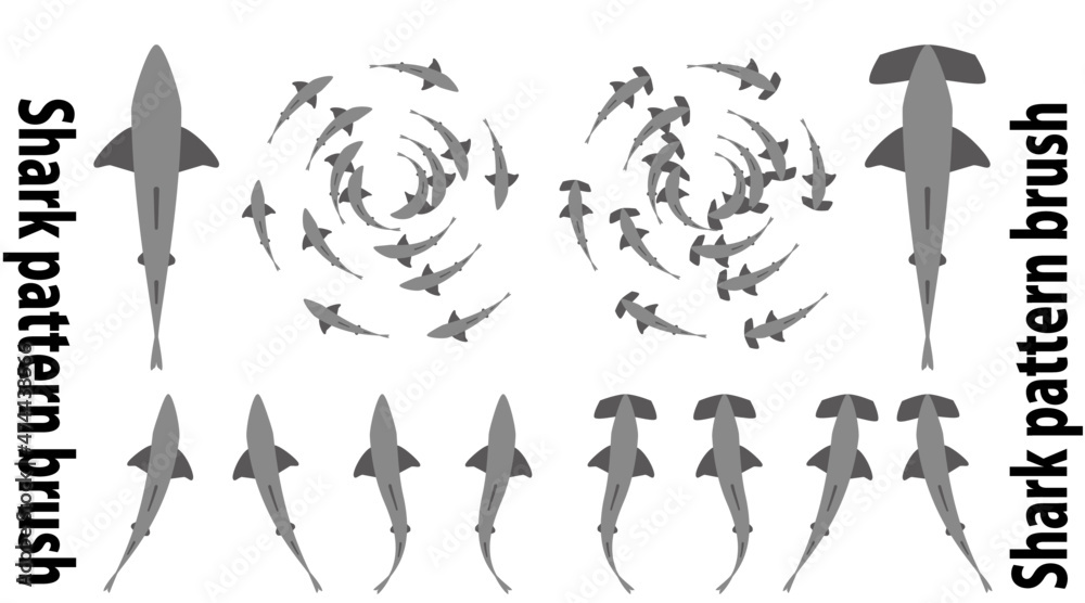 Fototapeta premium Hammerhead shark illustration.Make movement with a pattern brush.