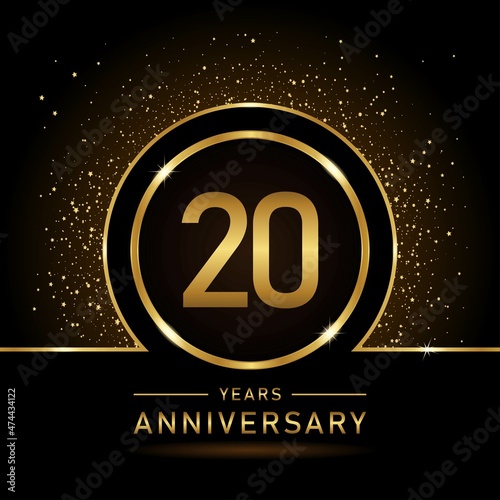 20th anniversary logo. Golden anniversary celebration logo design for booklet, leaflet, magazine, brochure poster, web, invitation or greeting card. rings vector illustrations.