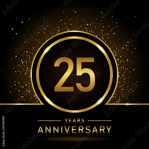 25th anniversary logo. Golden anniversary celebration logo design for booklet, leaflet, magazine, brochure poster, web, invitation or greeting card. rings vector illustrations.