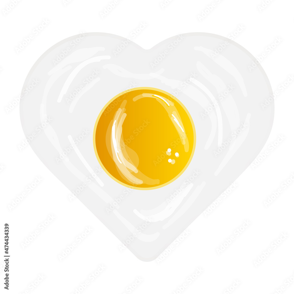 Fried egg with heart shape concept illustration food Fried egg with heart shape concept illustration food
