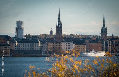 Aerial view of Stockholm City Center, autumn. Vacation and travel concept 