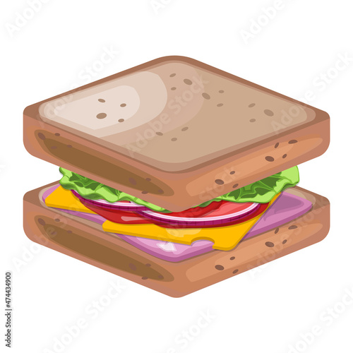 Wholemeal sandwich snack food concept illustration vector photo