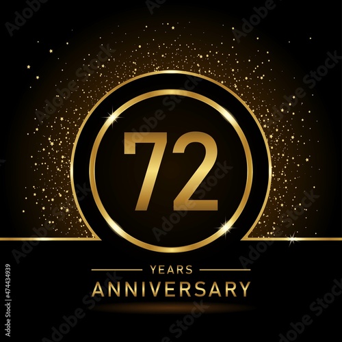 72th anniversary logo. Golden anniversary celebration logo design for booklet, leaflet, magazine, brochure poster, web, invitation or greeting card. rings vector illustrations.