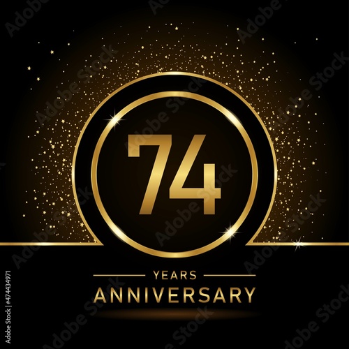 74th anniversary logo. Golden anniversary celebration logo design for booklet, leaflet, magazine, brochure poster, web, invitation or greeting card. rings vector illustrations.