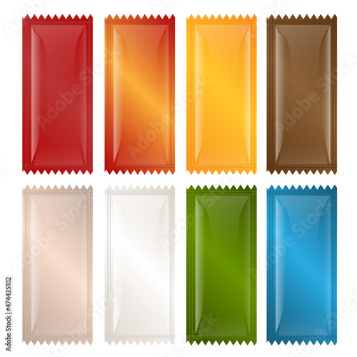 Sachets package set vector template multicolors sauce or condiments food