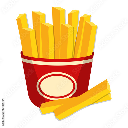 French fries box illustration concept fast food vector