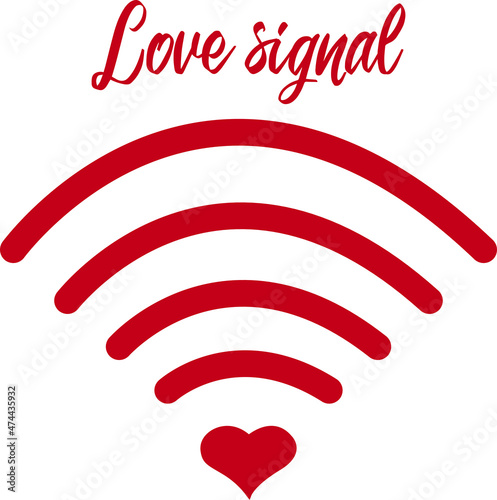 Icon of wifi signal with a heart, valentine's day. sign of love