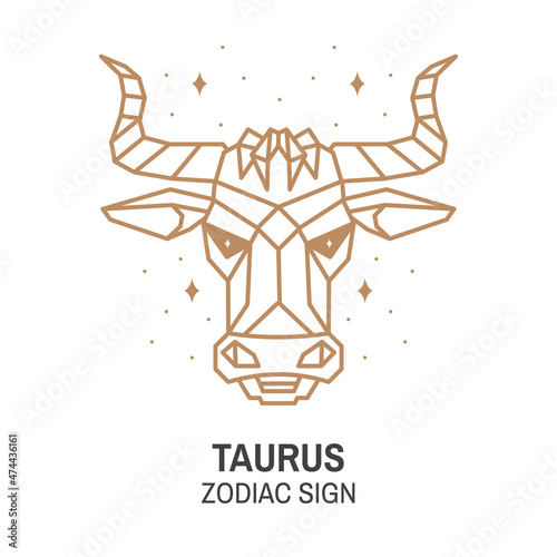 Zodiac astrology horoscope sign taurus linear design. Vector illustration. Elegant line art symbol or icon of taurus esoteric zodiacal horoscope templates for logo or poster isolated on white