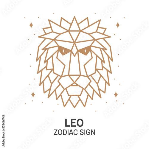 Zodiac astrology horoscope sign leo linear design. Vector illustration. Elegant line art symbol or icon of leo esoteric zodiacal horoscope templates for logo or poster isolated on white background.
