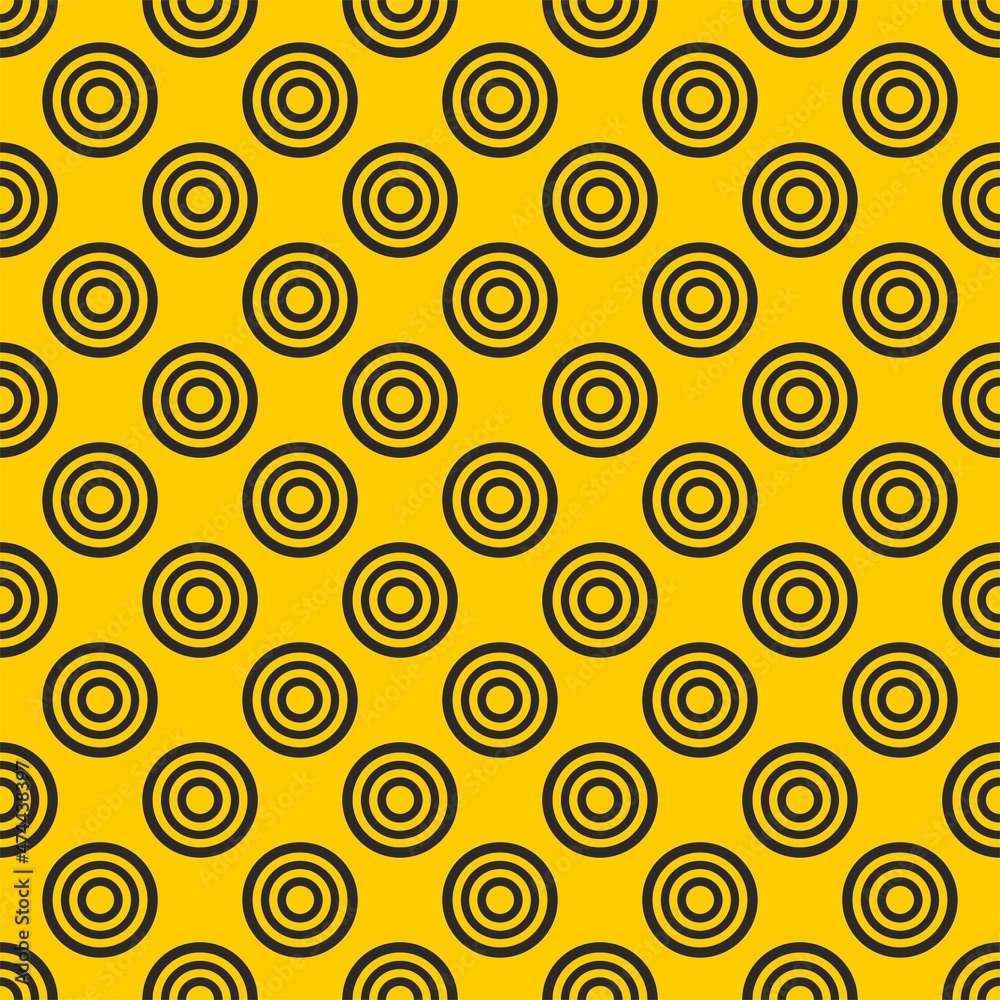 Tile vector pattern with black polka dots on yellow background Tile vector pattern with black polka dots on yellow background