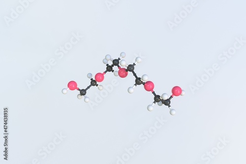 Tetraethylene glycol molecule made with balls, scientific molecular model. 3D rendering photo