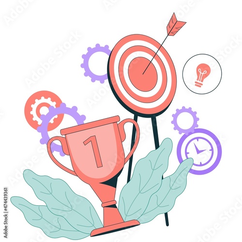 Business reward and target, goal achievement, cartoon flat vector isolated.
