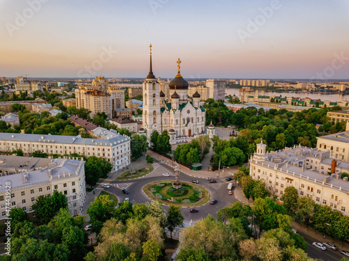 Evening Voronezh, Annunciation Cathedral, aerial drone view © Mulderphoto