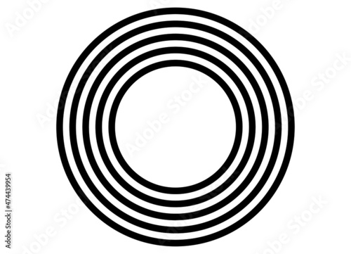 Round black design element on a white background from parallel lines Vector illustration.