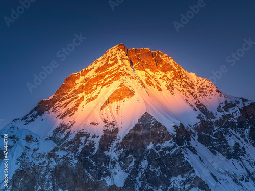 Wallpaper Mural Snow spot of last light on summit Everest under blue sky in Nepal Torontodigital.ca