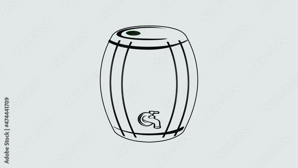 Wood barrel for wine, beer, cognac or whiskey. Vector flat outline icon illustration isolated on white background. Wood barrel for wine, beer, cognac or whiskey. Vector flat outline icon illustration isolated on white background.