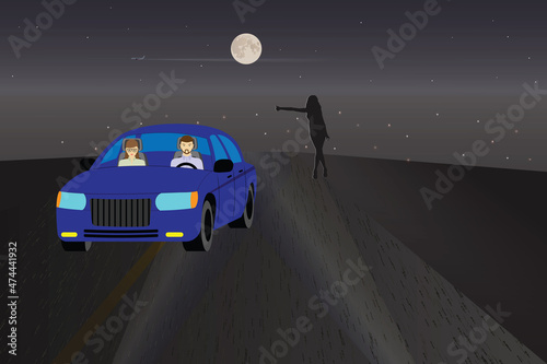 Car on the night track.