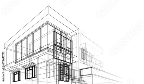 architectural sketch of a house