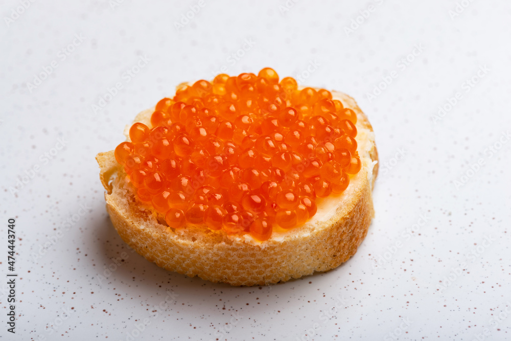 Sandwich with red caviar on whithe background Sandwich with red caviar on whithe background