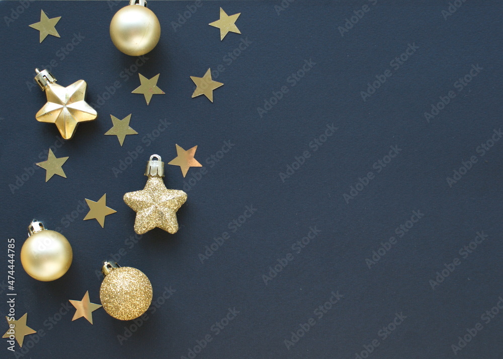 Fototapeta premium golden christmas ball with stars