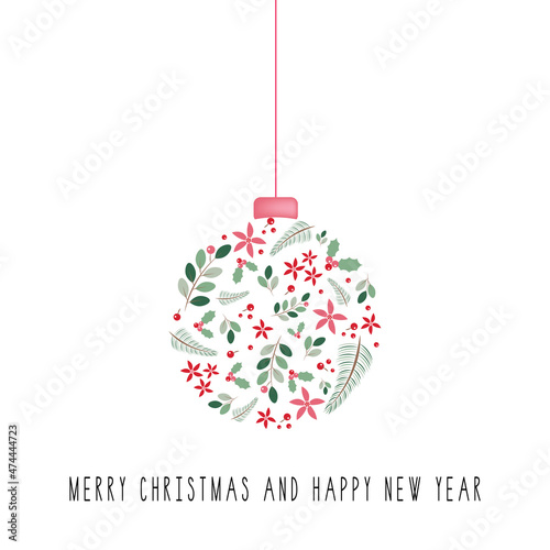 Christmas ball made of Christmas decoration vector illustration isolated on white background
